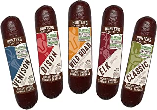 Hunters Reserve, Taste of The Wild Summer Sausages, Hickory Smoked, 5 Wild Game Flavors - Variety Gift Pack