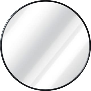 Black Round Wall Mirror - 24 Inch Large Round Mirror, Rustic Accent Mirror For Bathroom, Entry, Dining Room, & Living Room. Metal Black Round Mirror For Wall, Vanity Mirror Large Circle Wall Mirror