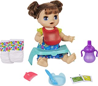 Baby Alive Happy Hungry Baby Brown Straight Hair Doll, Makes 50+ Sounds & Phrases, Eats & Poops, Drinks & Wets, for Kids Age 3 & Up