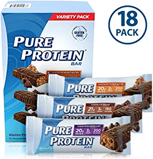 Pure Protein Bars, High Protein, Nutritious Snacks to Support Energy, Low Sugar, Gluten Free, Variety Pack, 1.76oz, 18 Pack