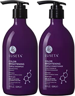 Luseta Color Brightening Purple Shampoo and Conditioner Set for Blonde and Gray Hair, Infused with Cocos Nucifera Oil to Help Nourish, Moisturize and Condition Hair, 2x16.9oz