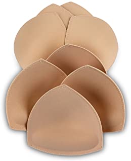 Bra Pad Inserts 4 Pairs,Sermicle Bra Pads Sewn Padded for Sports Bra A/B or C/D,D/E Cup Beige or Black, White Optional