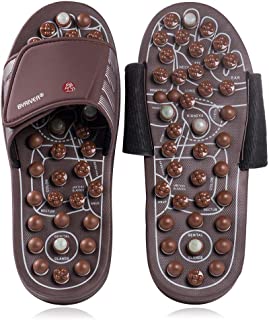 BYRIVER Acupressure Plantar Fasciitis Foot Massager Mindinsole, Jade Stone Indoor Massage Slippers Shoes, Reflexology Sandals for Men Women