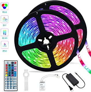Led Strip Lights,32.8ft Waterproof RGB SMD 5050 Color Changing Tape Light, IR Remote Controller Dimmable Flexible Rope Lights, Suitable for Christmas, Patio and Indoor DIY Mood Lighting Lovers