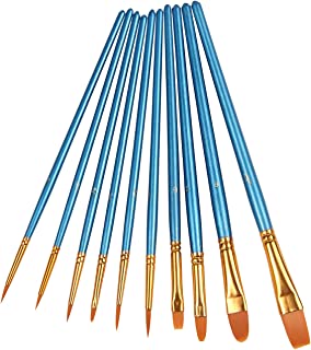 Heartybay 10Pieces Round Pointed Tip Nylon Hair Brush Set, Blue