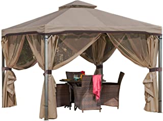 Christopher Knight Home Sonoma Canopy Gazebo, 10 x 10 feet Soft-Top Garden Tent with Mosquito Netting and Shade Curtains for Patio or Deck