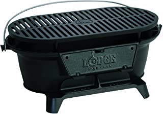 Lodge Cast Iron Sportsman's Grill. Large Charcoal Hibachi-Style Grill for Picnics, Tailgaiting, Camping or Patio. Two Adjustable Heights.