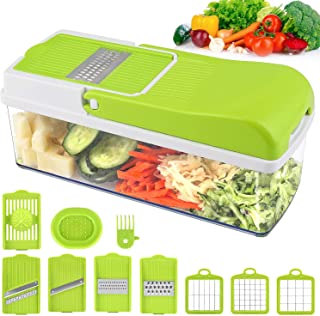 Vegetable Chopper Slicer, Onion Chopper MOICO Food Dicer Veggie Slicer Cutter Cheese Grater With 8 Multi-Functional Interchangeable Blades for Garlic Carrot Potato Tomato Fruit Salad