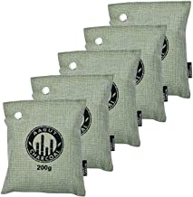 Air Purifying Bag 5X 200-G, Activated Bamboo Charcoal Bag Odor Eliminator for Cars, Closets, Bathrooms and Pet Areas. Captures and Eliminates Odors