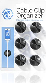 Cable Clips - Cord Organizer - Cable Management - Wire Holder System - 6 Pack Adhesive Cord Hooks - Home, Office, Cubicle, Car, Nightstand, Desk Accessories - Gift Ideas Men, Women, Dad, Mom, Him, Her