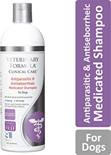 Veterinary Formula Clinical Care Antiparasitic and Antiseborrheic Medicated Shampoo for Dogs – Veterinary Recommended, Fast-Acting Shampoo For Mange, Parasitic Infections, Seborrhea, and Fungal and Bacterial Skin Infections in Dogs (16 oz bottle)