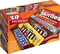 M&M'S, SNICKERS, 3 MUSKETEERS, SKITTLES & STARBURST Full Size Chocolate Candy Variety Mix 56.11-Ounce 30-Count Box