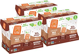 Good Karma Plant-Powered Flaxmilk, Chocolate, 6.75 oz Lunchbox Carton (Pack of 18) Dairy-Free, Plant Based Milk Alternative