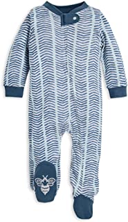 Unisex Baby Sleep & Play, Organic Pajamas, NB - 9M One-Piece Zip Up Footed PJ Jumpsuit