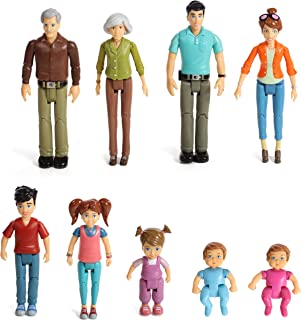 Beverly Hills Doll Collection TM Sweet Li'l Family Set 9 Action Figures- Grandpa, Grandma, Mom, Dad, Sister, Brother, Toddler, Twin Boy & Girl- Super Durable & Updated 2019 Edition