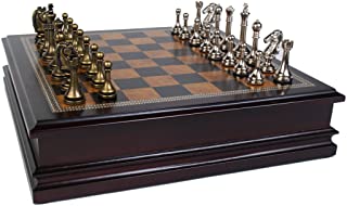 Classic Game Collection Metal Chess Set with Deluxe Wood Board and Storage - 2.5