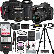 Nikon D3500 DSLR Camera with 18-55mm and 70-300mm Lenses + 32GB Card, Tripod, Flash, and Bundle