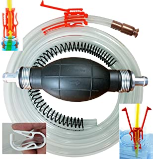 Siphon Pro XL - Largest Siphon for Water - Gas - Diesel - See Video - It’s a Pump or Siphon – Get Work Done Fast! 8' & Shut Off Clip - USA