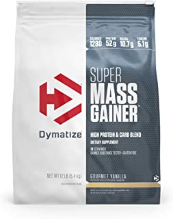 Dymatize Super Mass Gainer Protein Powder with 1280 Calories Per Serving, Gain Strength & Size Quickly, Gourmet Vanilla, 12 lbs