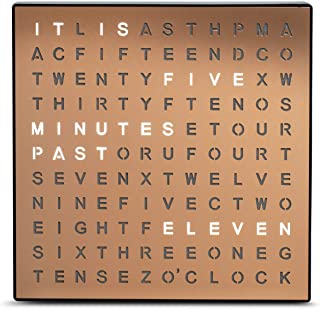 SHARPER IMAGE Light Up Electronic Word Clock, Copper Finish with LED Light Display, USB Cord and Power Adapter, 7.75in Square Face, Unique Contemporary Home and Office Decor