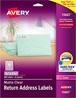 Avery Matte Frosted Clear Return Address Labels for Laser Printers, 1/2