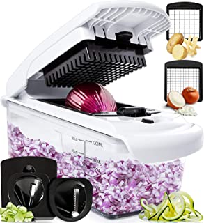 Fullstar Vegetable Chopper - Spiralizer Vegetable Slicer - Onion Chopper with Container - Pro Food Chopper - Slicer Dicer Cutter - 4 Blades