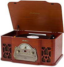 Electrohome Winston Vinyl Record Player 3-in-1 Classic Turntable Natural Wood Stereo System, AM/FM Radio, CD, and AUX Input for Smartphones, Tablets, and MP3 players (EANOS501)
