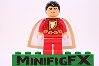 Custom LEGO Shazam Minifig Captain Marvel Billy Batson Superhero