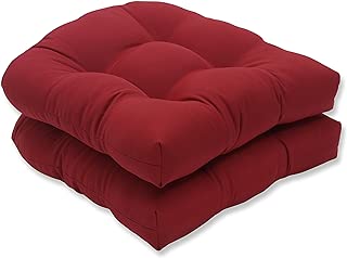 Pillow Perfect Pompeii (Set of 2) Wicker Seat Cushions, Red Solid