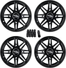 RockTrix RT103 12in ATV Wheels 4x156 Rims | 12x7 | 4+3 Offset | Includes 3/8x24 Spline Lug nuts | Compatible with Many Polaris Sportsman RZR Ranger UTV | 4/156 | Set of 4