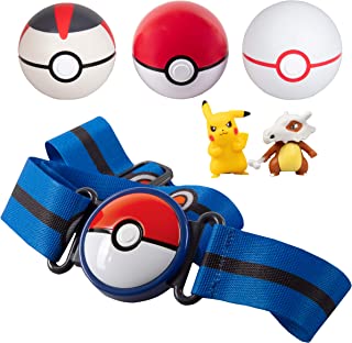 PoKéMoN Clip 'N' Go Belt Set with 3 Poké Balls & 2 Figures - Includes Pikachu and Cubone Figure - Holds Up to 6 Pokeballs - Ages 4 +