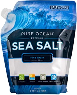 SaltWorks Pure Ocean Sea Salt, Fine Grain, 5 Pound