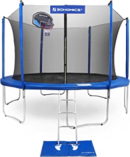 SONGMICS Trampoline 15-Foot with Enclosure Net, Basketball Hoop, Jumping Mat, Safety Pad, Ladder, Outdoor Backyard Trampolines for kids, TÜV Certificated USTR15BU