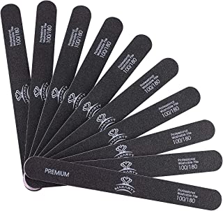 MAKARTT Nail Files 100 180 Grit for Poly Nail Extension Gel Acrylic Nails Double Sided Black Washable 10 Nail File Set F-01