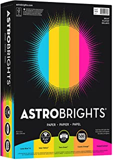 Astrobrights Color Paper, 8.5” x 11”, 24 lb/89 gsm, “Brights” 5-Color Assortment, 500 Sheets (99608)