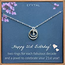 EFYTAL 21st Birthday Gifts for Her, Sterling Silver 21 Year Old Necklace Gift for Women, Best Friend or Daughter