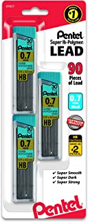 Pentel C27BPHB3K6 Super Hi-Polymer Lead Refills, 0.7mm, HB, Black, 30 per Tube (Pack of 3 Tubes)