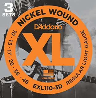 D’Addario EXL110-3D XL Nickel Wound Electric Guitar Strings, Regular Light Gauge – Round Wound with Nickel-Plated Steel for Long Lasting Distinctive Bright Tone and Excellent Intonation–10-46, 3 Sets