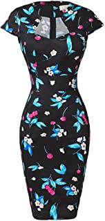 GRACE KARIN Women's 50s Vintage Pencil Dress Cap Sleeve Wiggle Dress CL7597