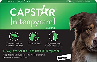 Elanco Animal Health Capstar Fast-Acting Oral Flea Treatment for Large Dogs, 6 Doses, 57 mg (26-125 lbs)