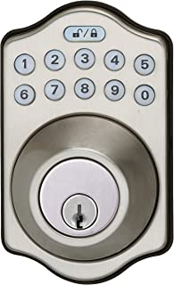 AmazonBasics Traditional Electronic Keypad Deadbolt Door Lock, Keyed Entry, Satin Nickel