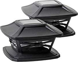 Davinci Solar Post Lights - Outdoor Post Cap Light for Fence Deck or Patio - Solar Powered Caps, Warm White LED Lighting, Lamp Fits 4x4 or 6x6 Posts, Slate Black (2 pack)