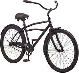Schwinn Huron Men's Cruiser Bike Line, Featuring 17-Inch/Medium Steel Step-Over Frames, 1-3-7-Speed Drivetrains, Full Front and Rear Fenders, and 26-Inch Wheels, Black, Grey, and Red