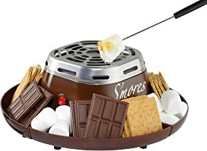Nostalgia SMM200 Indoor Electric Stainless Steel S'mores Maker with 4 Compartment Trays for Graham Crackers, Chocolate, Marshmallows and 2 Roasting Forks