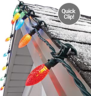 NOMA C9 LED Quick Clip Christmas Lights, 100 Lights | Simple Built-in Clip-On Outdoor String Lights | Multi-Color Bulbs | UL Certified | 100 Light Set | 66.8 Foot Strand