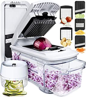 Mandoline Slicer Spiralizer Vegetable Slicer - Vegetable Chopper Onion Chopper Food Chopper Vegetable Spiralizer Mandoline Slicer Cutter Chopper and Grater Slicer Zucchini Spaghetti Maker Zoodle Maker