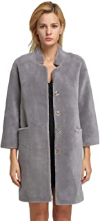 fur story Women's Lamb Shearing Fur Coat Thick Warm Winter Solid Winter Coat