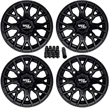 RockTrix RT104 12in ATV Wheels 4x156 Rims | 12x7 | 4+3 Offset | Includes 3/8x24 Spline Lug nuts | Compatible with Many Polaris Sportsman RZR Ranger UTV | 4/156 | Set of 4