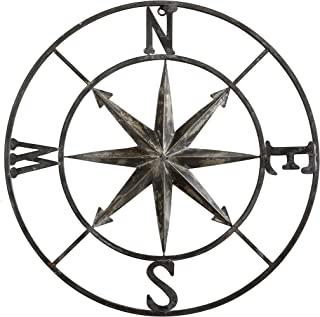 Creative Co-op Decorative Round Metal Compass Wall Décor, 30