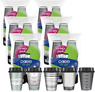 Dixie To Go Disposable Hot Beverage Paper Coffee Cups with Lids, 12 oz, Assorted Designs, 156 Count